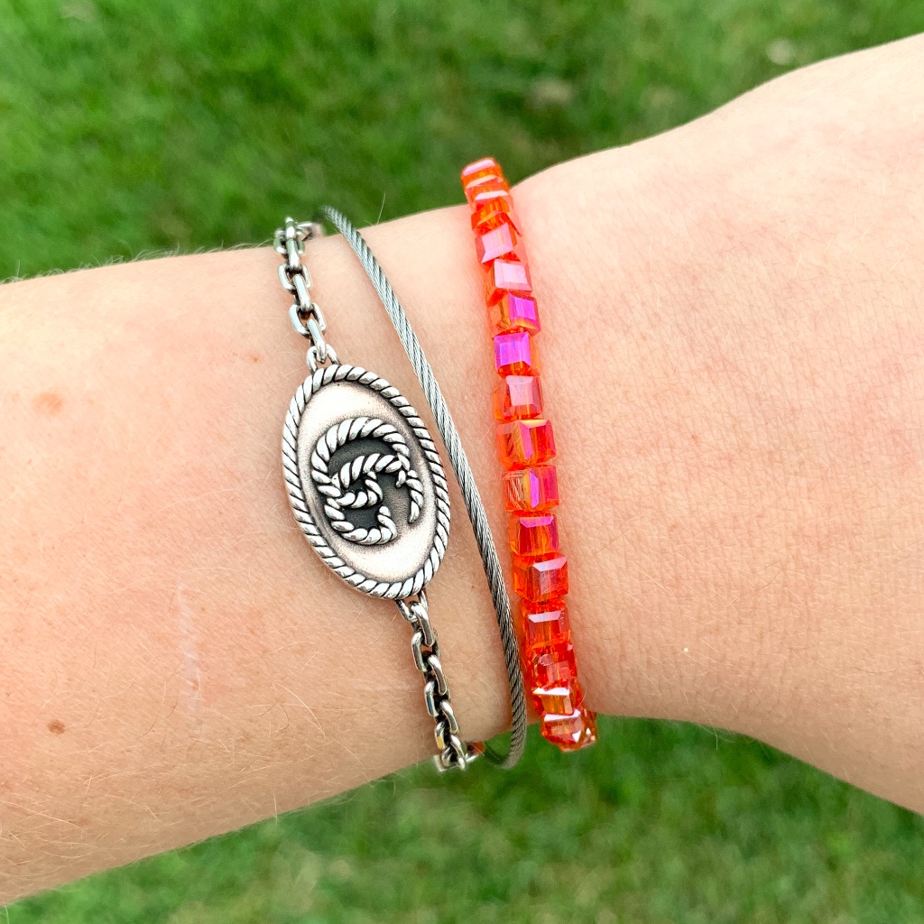 Brody Glass Beaded Red Iridescent Bracelet